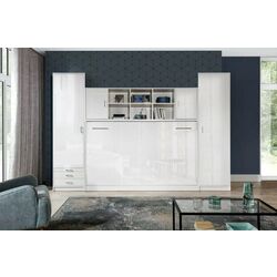 Set mobilier New Elegance Basic BS-P-H-120-BP + BS-SZ-S-BP + BS-SZ-P-BP + BS-N-BP Horizontal 120x200 (White Matte/White Gloss) Thumb