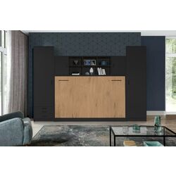 Set mobilier New Elegance Basic BS-P-H-120 + BS-SZ-S + BS-SZ-P + BS-N Horizontal 120x200 (Black/Oak Lancelot) Thumb