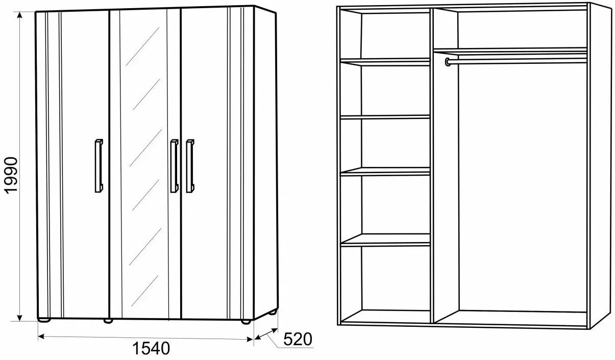 Шкаф Ambianta Fenix 1.54м