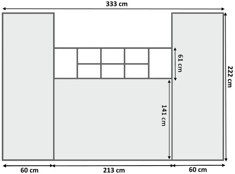Set mobilier New Elegance Basic BS-P-H-120 + BS-SZ-S + BS-SZ-P + BS-N Horizontal 120x200 (Black/Oak Lancelot)