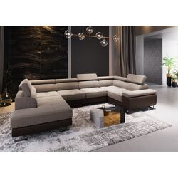 Диван П-образный Space Meble Anton U L+L Kornet 04/D33 (Brown/Brown Dark)