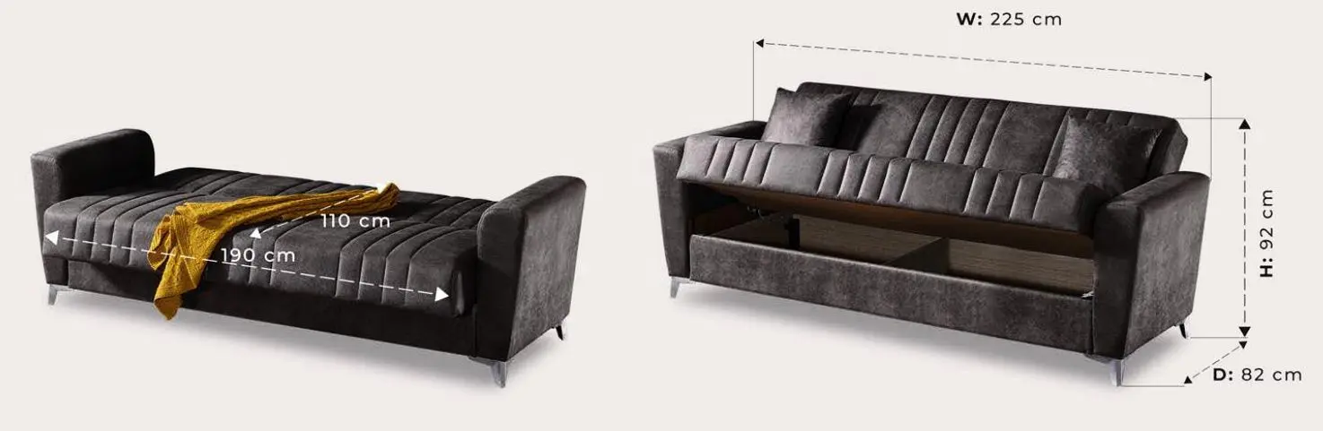 Canapea Fabulous Ekol 3-locuri 73-100 (Dark Brown)