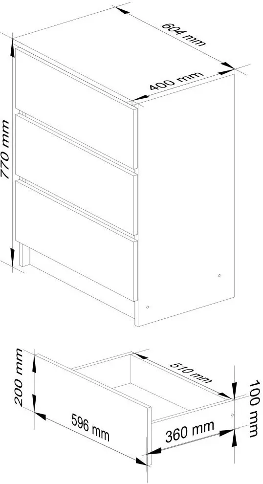 Comoda Akord K60 3SZ (Wenge/White)