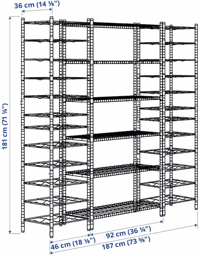 Etajera Ikea Omar 3 sectiuni/polite 187x36x181 (Inox)