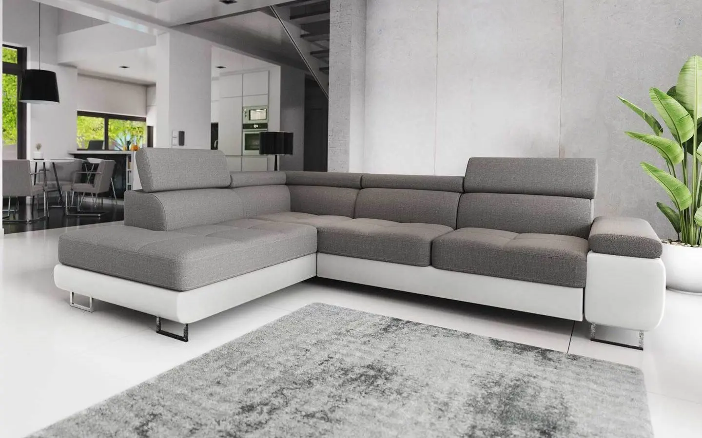 Canapea de colt Space Meble Anton L Left Kornet 02/D511 (Gray/White)