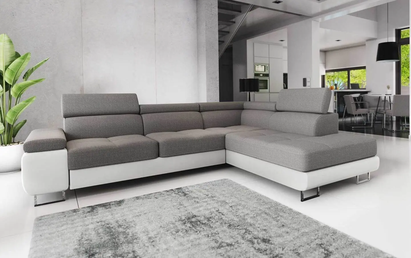 Canapea de colt Space Meble Anton L Right Kornet 02/D511 (Gray/White)