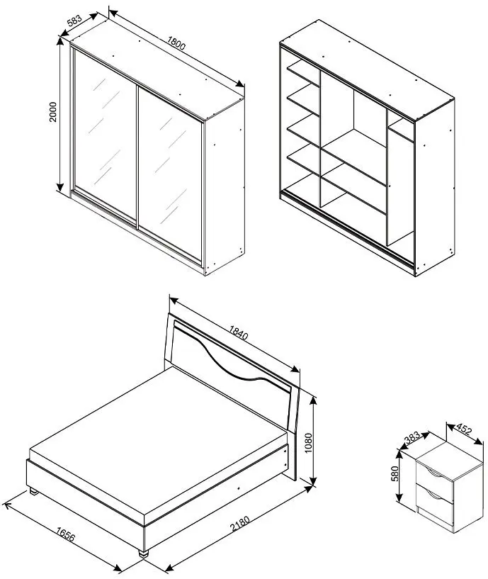 Спальня Ambianta Happy II раздвижные (Белый Самоа)