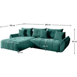 Canapea de colt extensibila Tempo Kondela Beld Roh (Emerald) Thumb