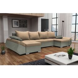 Диван П-образный Space Meble Korfu U Mikrofaza 05/Mikrofaza 14 (Brown Light/Gray-Green)