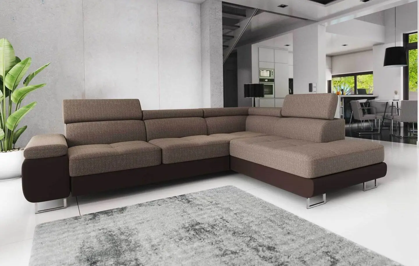 Canapea de colt Space Meble Anton L Right Kornet 04/D33 (Brown/Brown Dark)