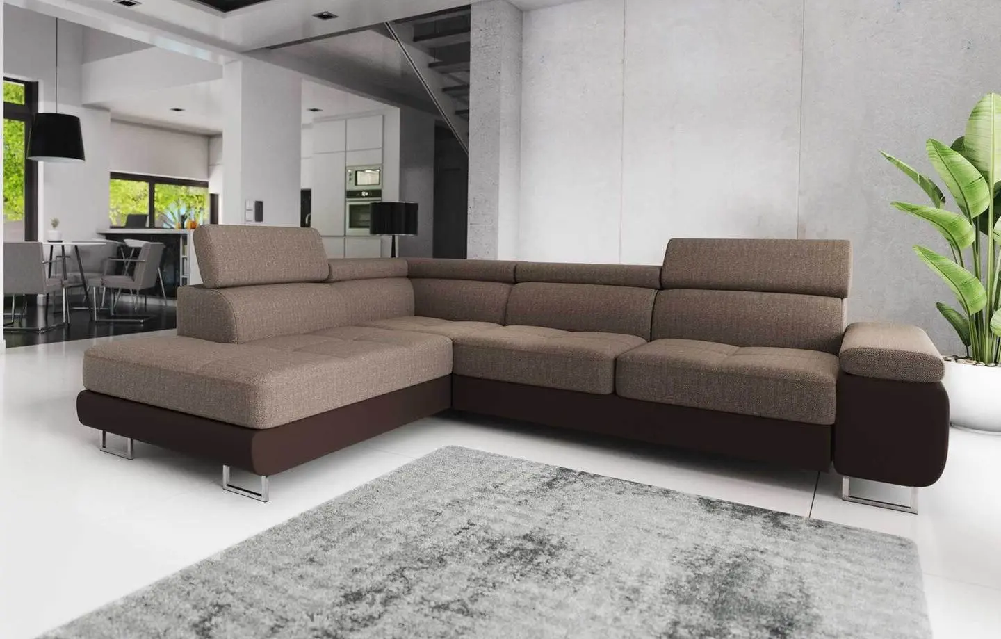 Canapea de colt Space Meble Anton L Left Kornet 04/D33 (Brown/Brown Dark)