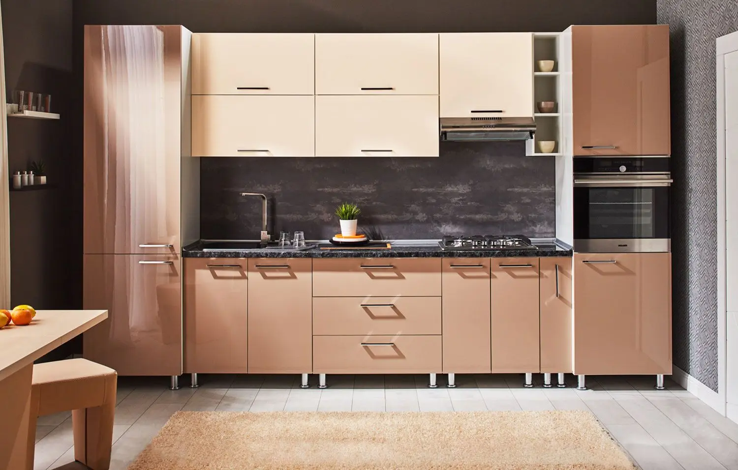 Bucatarie modulara Ambianta Perla 3.6m (Crem/Cappuccino)