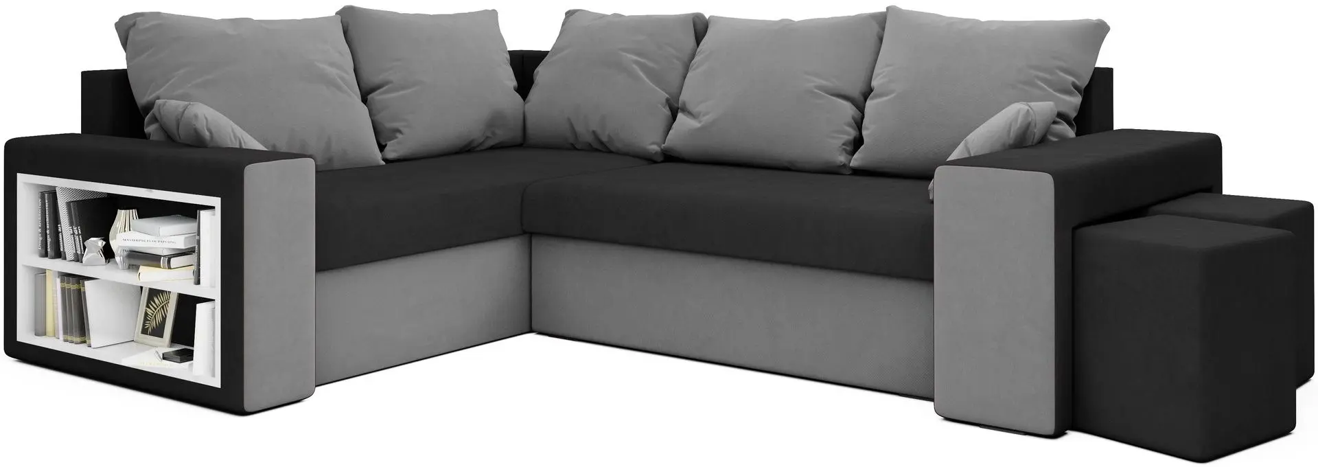 Canapea de colt Space Meble Dallas Left Mikrofaza 15/Mikrofaza 27 (Black/Gray)