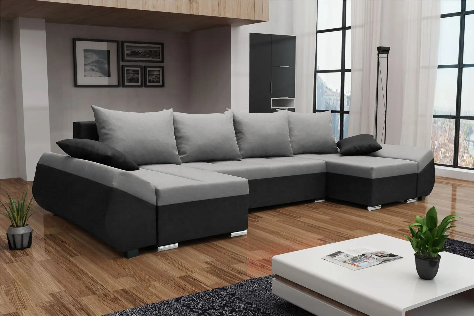 Canapea in forma de U Space Meble Korfu U Tornado 83/Tornado 84 (Gray Light/Gray Dark)