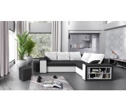 Canapea de colt Space Meble Dallas Right Mikrofaza 27/Mikrofaza 31 (Gray/White)