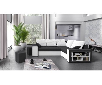 Canapea de colt Space Meble Dallas Right Mikrofaza 27/Mikrofaza 31 (Gray/White)