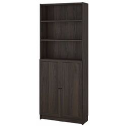 Etajera Ikea Billy/Oxberg cu usi 80x30x202 (Maro Inchis Aspect Stejar) Thumb