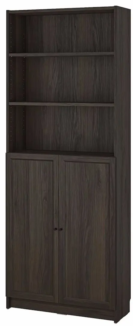 Etajera Ikea Billy/Oxberg cu usi 80x30x202 (Maro Inchis Aspect Stejar)