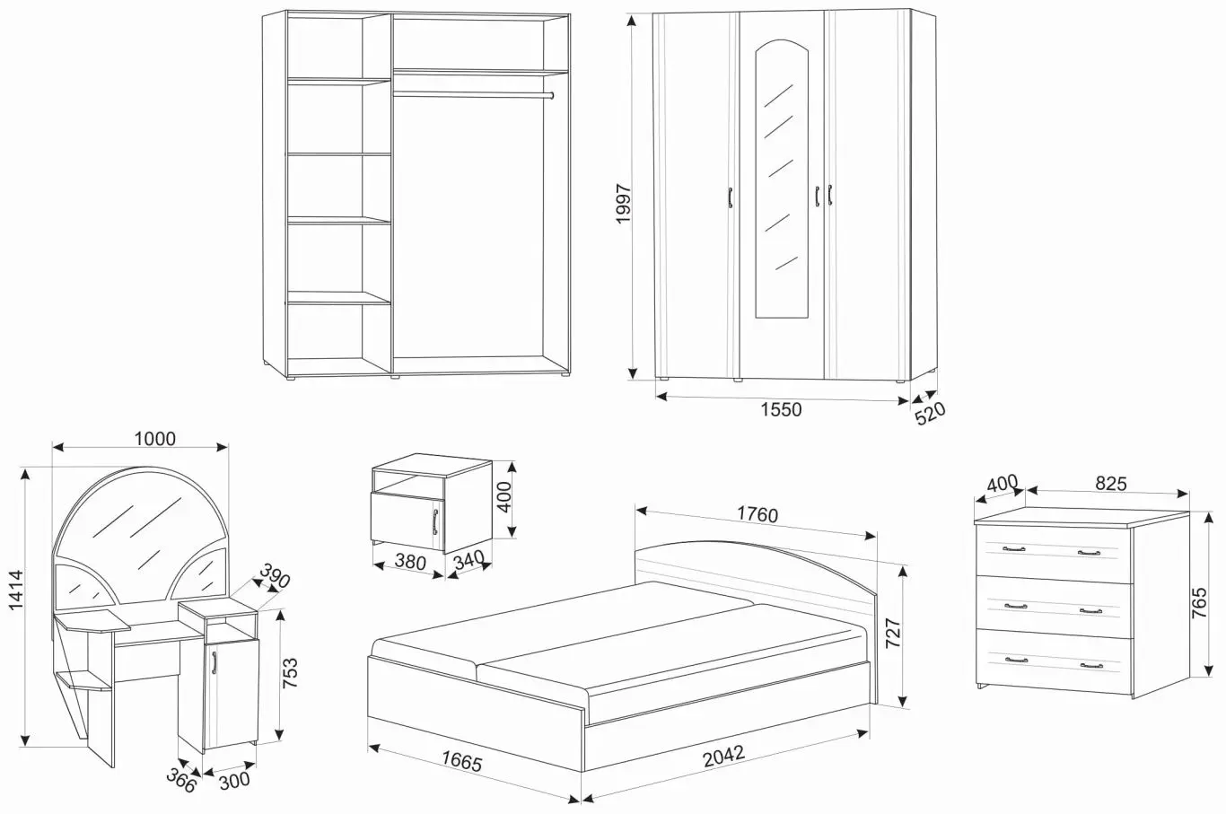 Спальня Ambianta Inter (Сонома Темный)