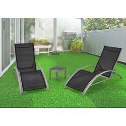 Набор шезлонгов со столиком Halmar Embolo (Black/Light Grey)