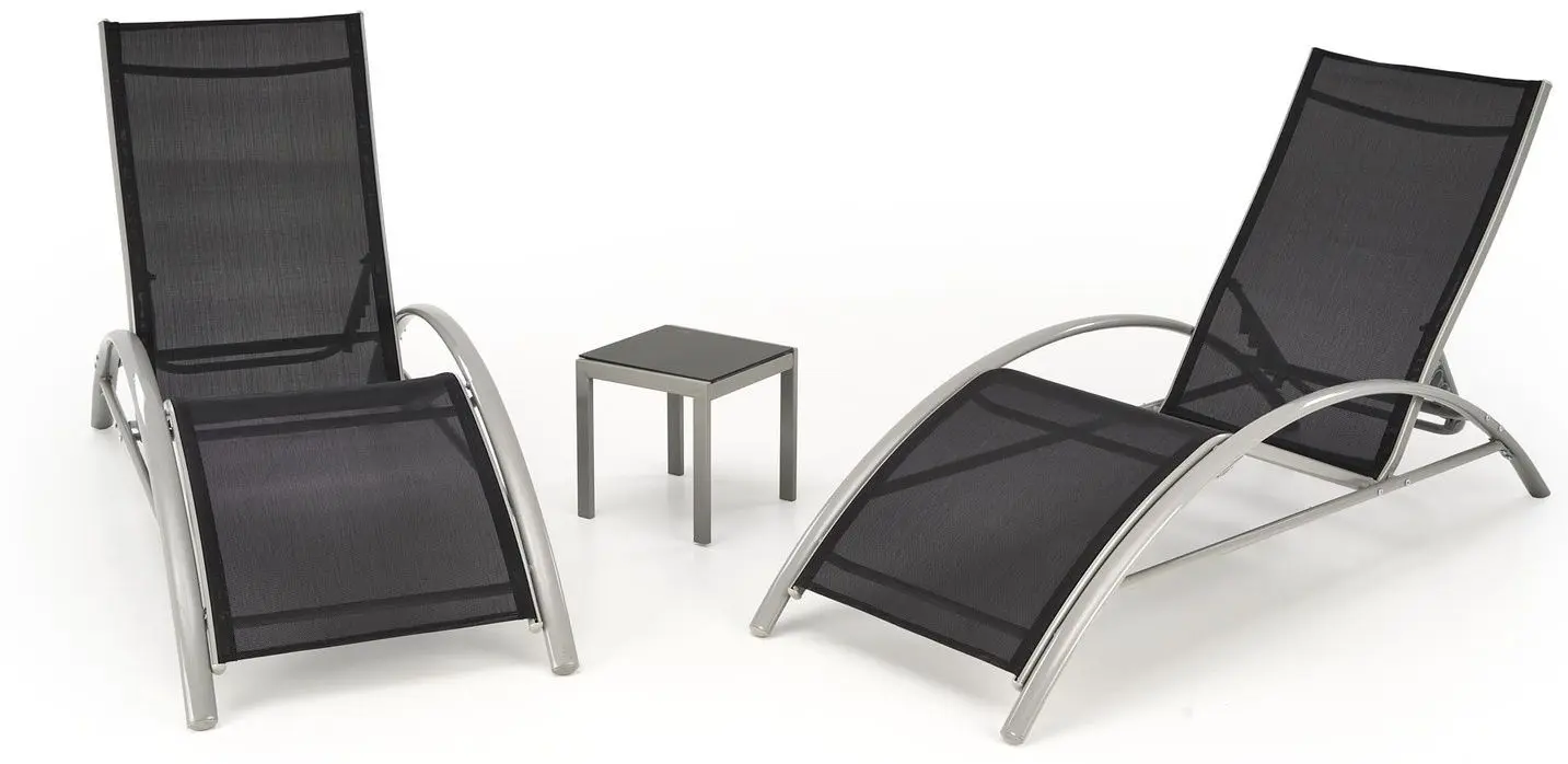 Set de sezlonguri cu masuta Halmar Embolo (Black/Light Grey)
