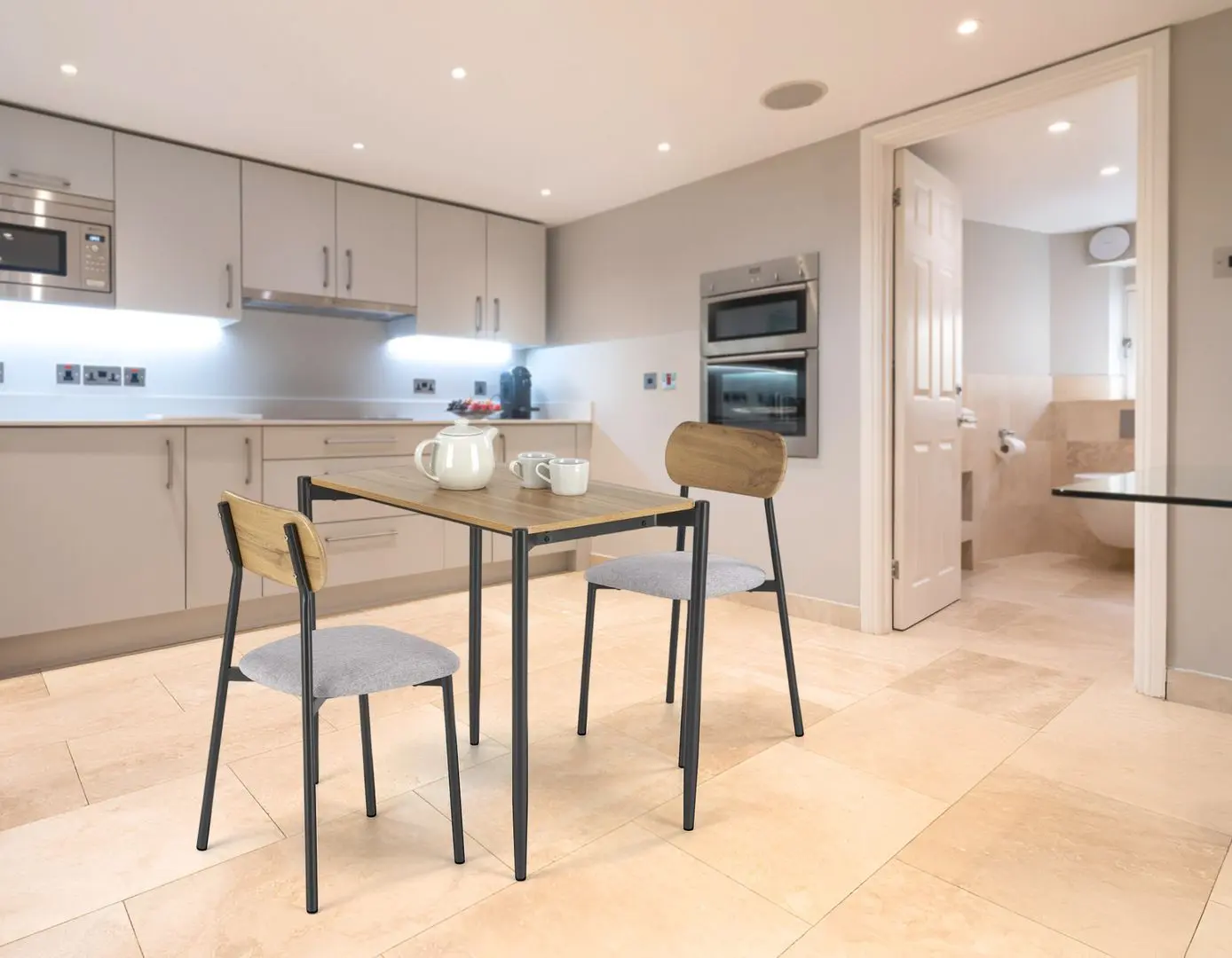 Set de sufragerie Halmar Nando 1+2 (Natural/Black/Grey)