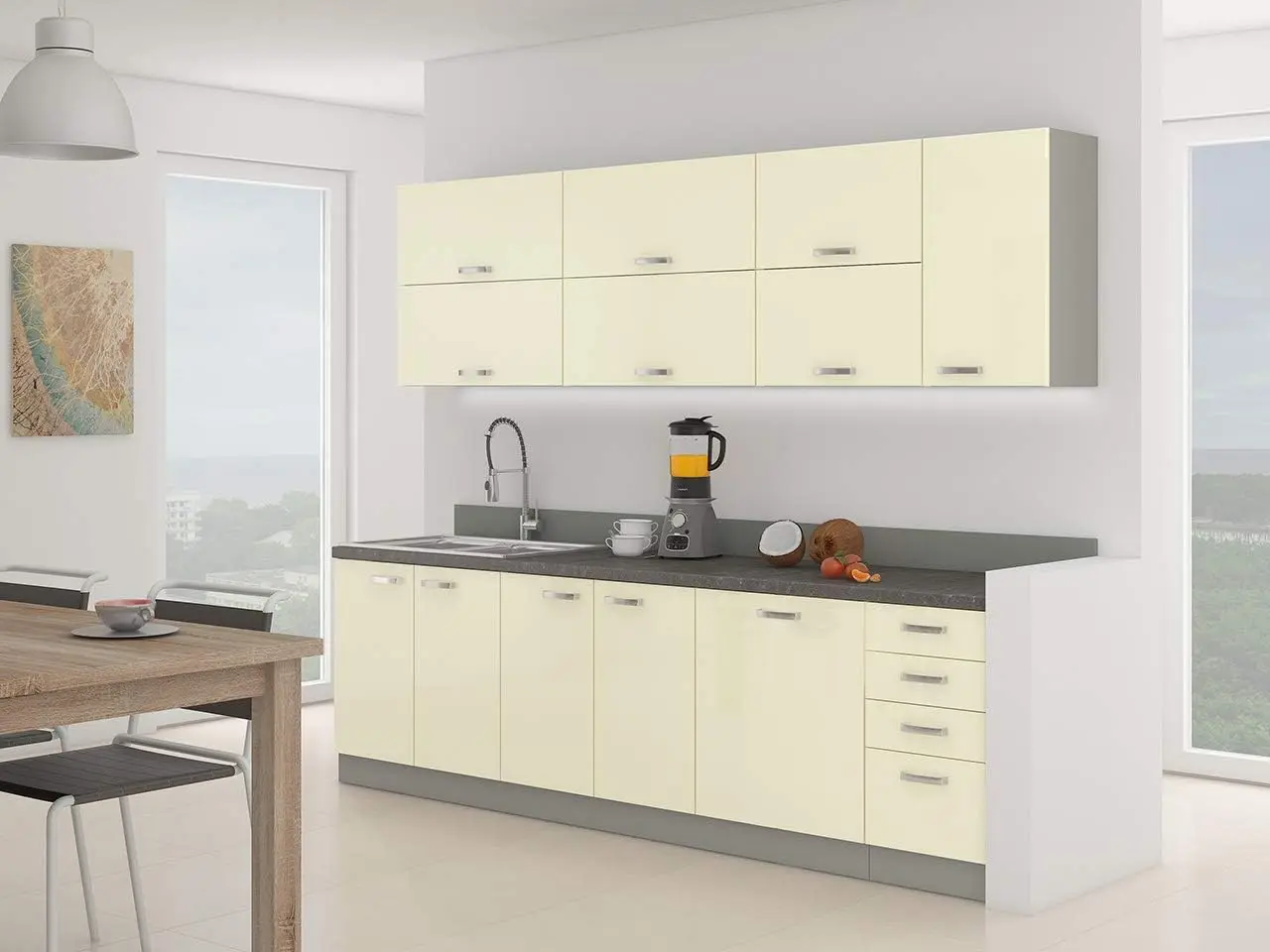 Bucatarie modulara Tempo Kondela Prado (Cream/Gray)