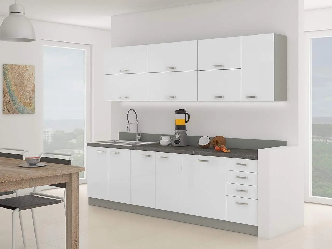 Bucatarie modulara Tempo Kondela Prado (White/Gray)
