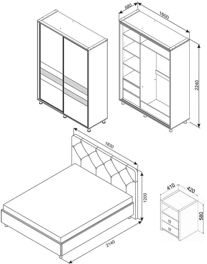 Dormitor Ambianta Cristal II (Cremona)