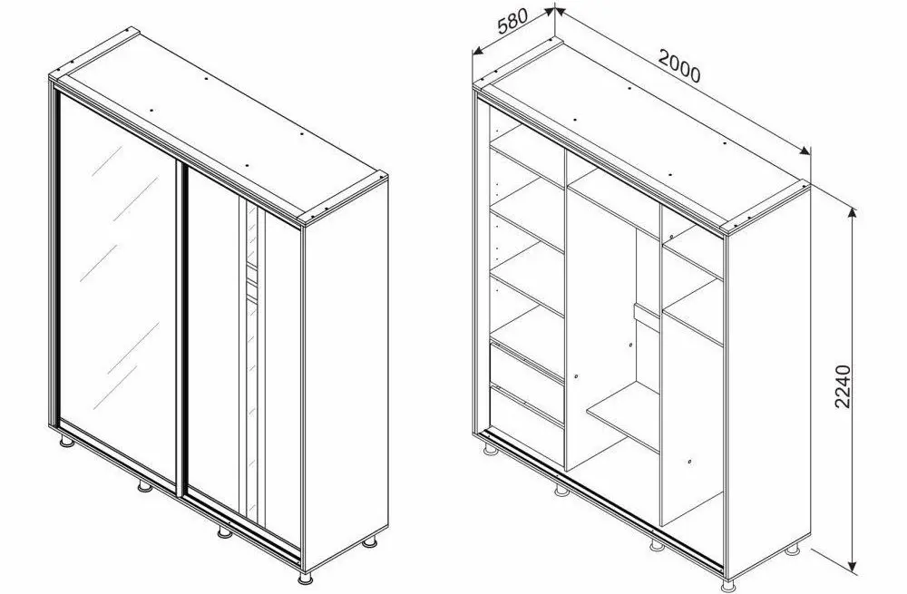 Dulap-cupe Ambianta Rio 2.0m