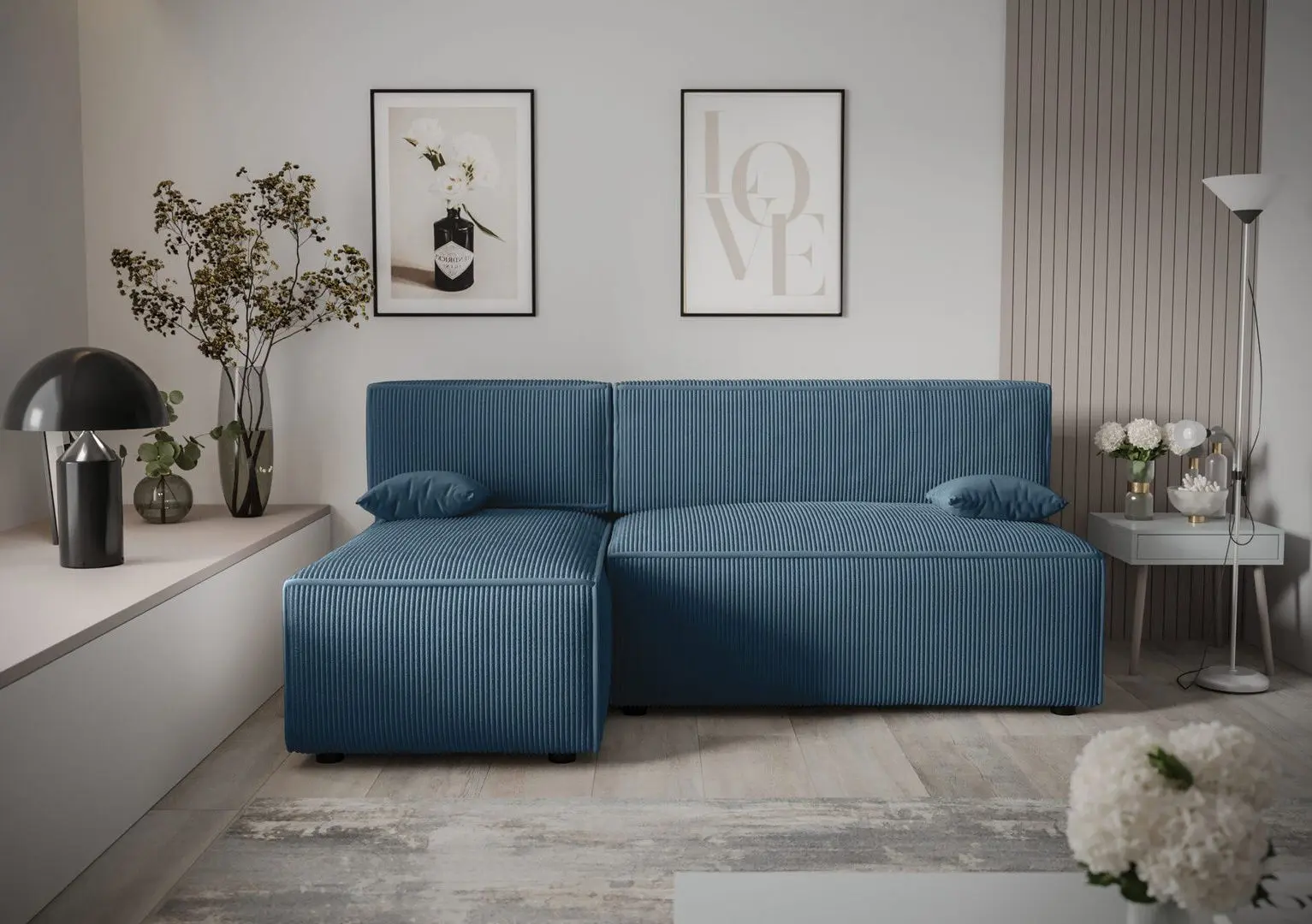 Canapea de colt Space Meble Mira Corner Left Poso 5 (Blue)