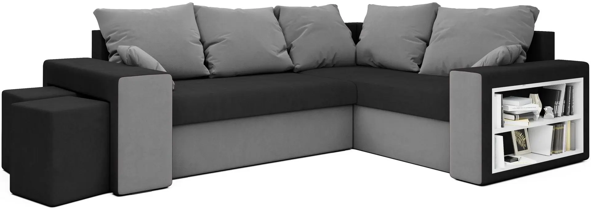 Canapea de colt Space Meble Dallas Right Mikrofaza 15/Mikrofaza 27 (Black/Gray)