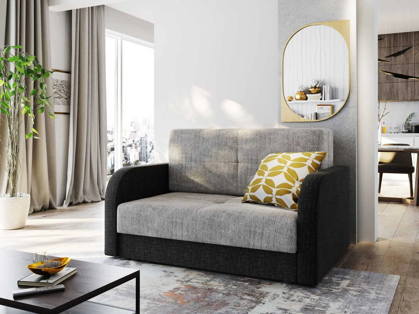 Canapea Space Meble Amerykanka Twice 120 Kornet 18/Kornet 10 (Gray Light/Black)