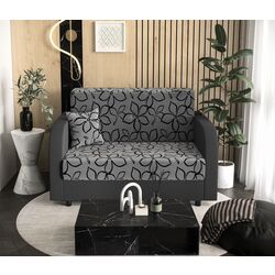 Диван Space Meble Amerykanka Twice 120 Flowers 83/Rainbow 27 (Gray/Graphite)