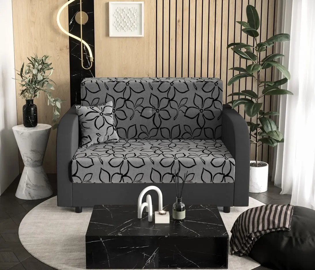 Canapea Space Meble Amerykanka Twice 120 Flowers 83/Rainbow 27 (Gray/Graphite)