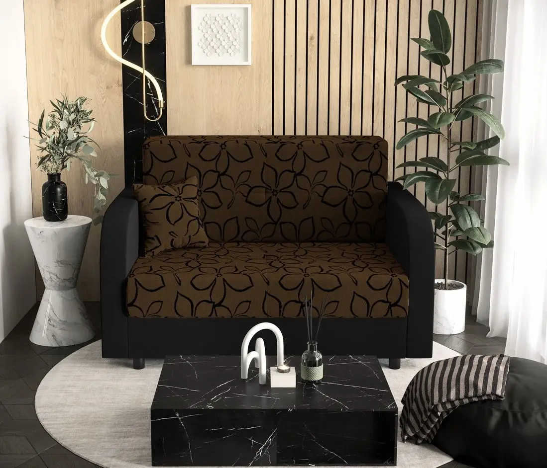 Диван Space Meble Amerykanka Twice 120 Flowers 20/Rainbow 15 (Brown/Black)