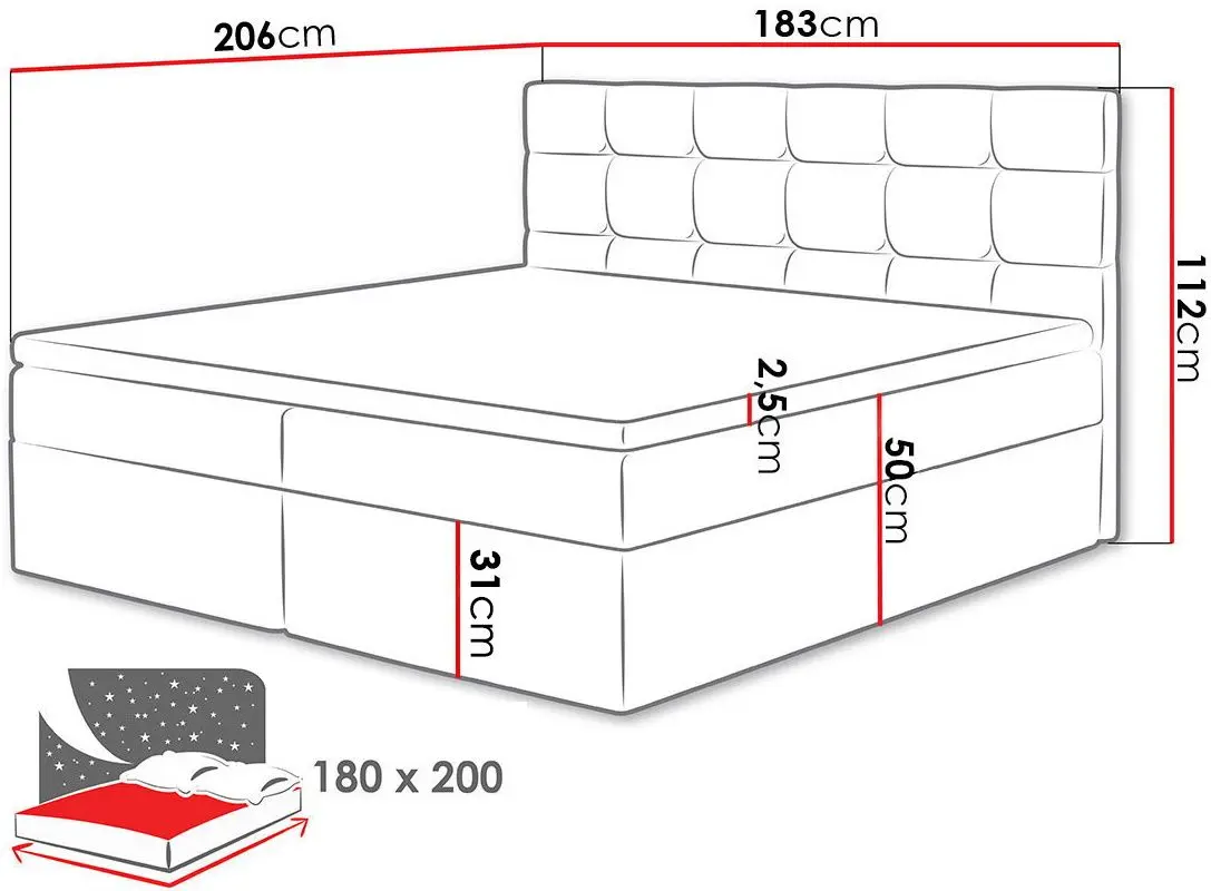 Кровать континентальная Mirjan24 Cinema/Luanda 180x200 (Gray) - 2