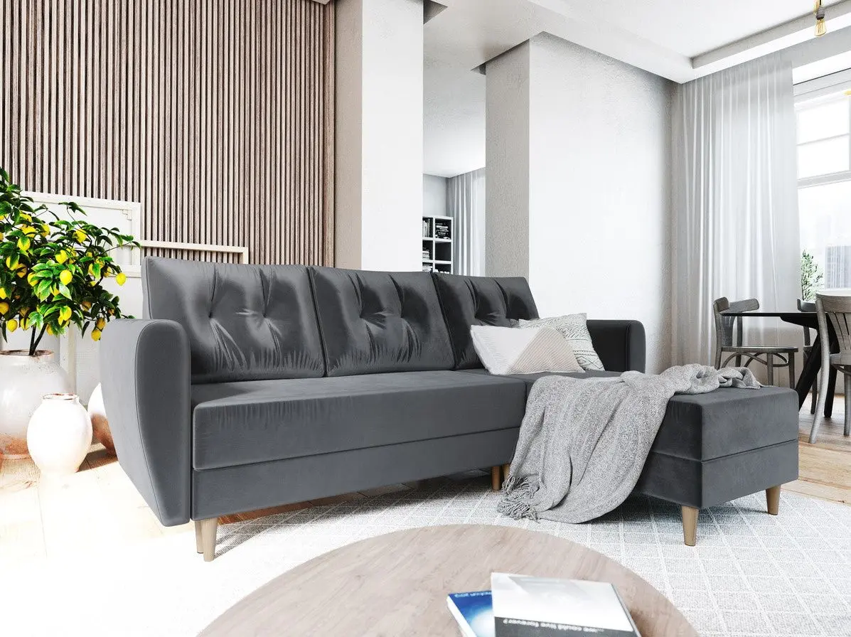 Canapea de colt Space Meble Palermo L Itaka 14 (Gray)