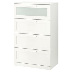 Comoda Ikea Brimnes 4 sertare 78x124 (Alb/Sticla Mata)