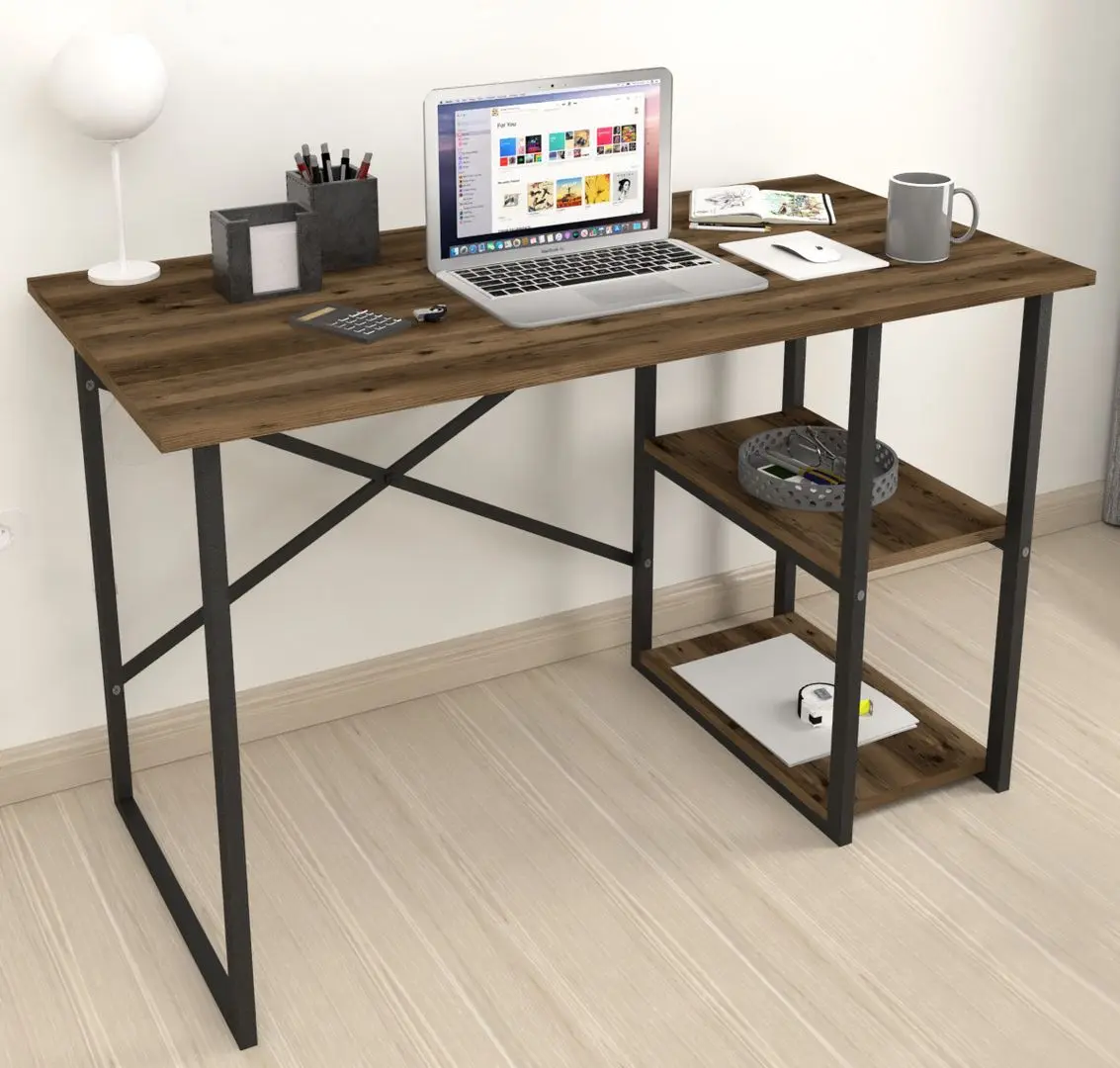 Masa de birou Fabulous 2 rafturi (Walnut/Black)