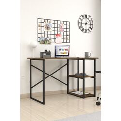 Masa de birou Fabulous 2 rafturi (Walnut/Black) Thumb