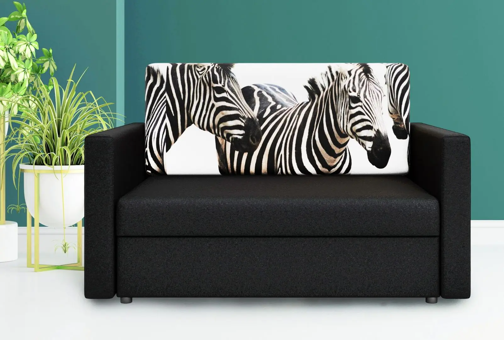 Диван Space Meble Amerykanka Heven 120 Zebra/Sawana 14 (Black)