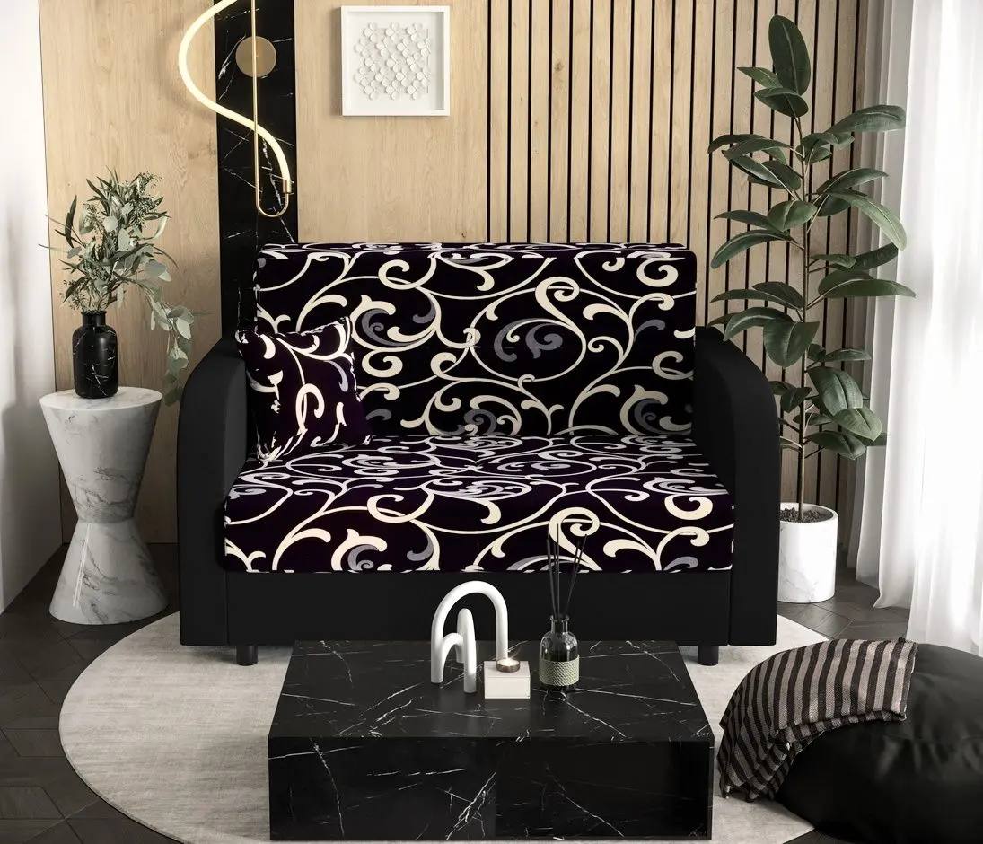 Canapea Space Meble Amerykanka Twice 120 Zawijasy/Rainbow 15 (Aubergine/Beige/Black)