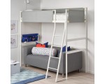 Pat supraetajat Ikea Vitval 90x200 (Alb/Gri)