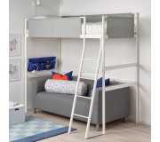 Pat supraetajat Ikea Vitval 90x200 (Alb/Gri)