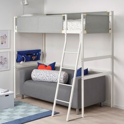 Pat supraetajat Ikea Vitval 90x200 (Alb/Gri)