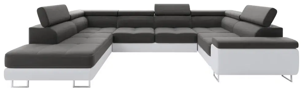 Диван П-образный Space Meble Anton U L+L Sawana 05/D511 (Gray Dark/White) - 4