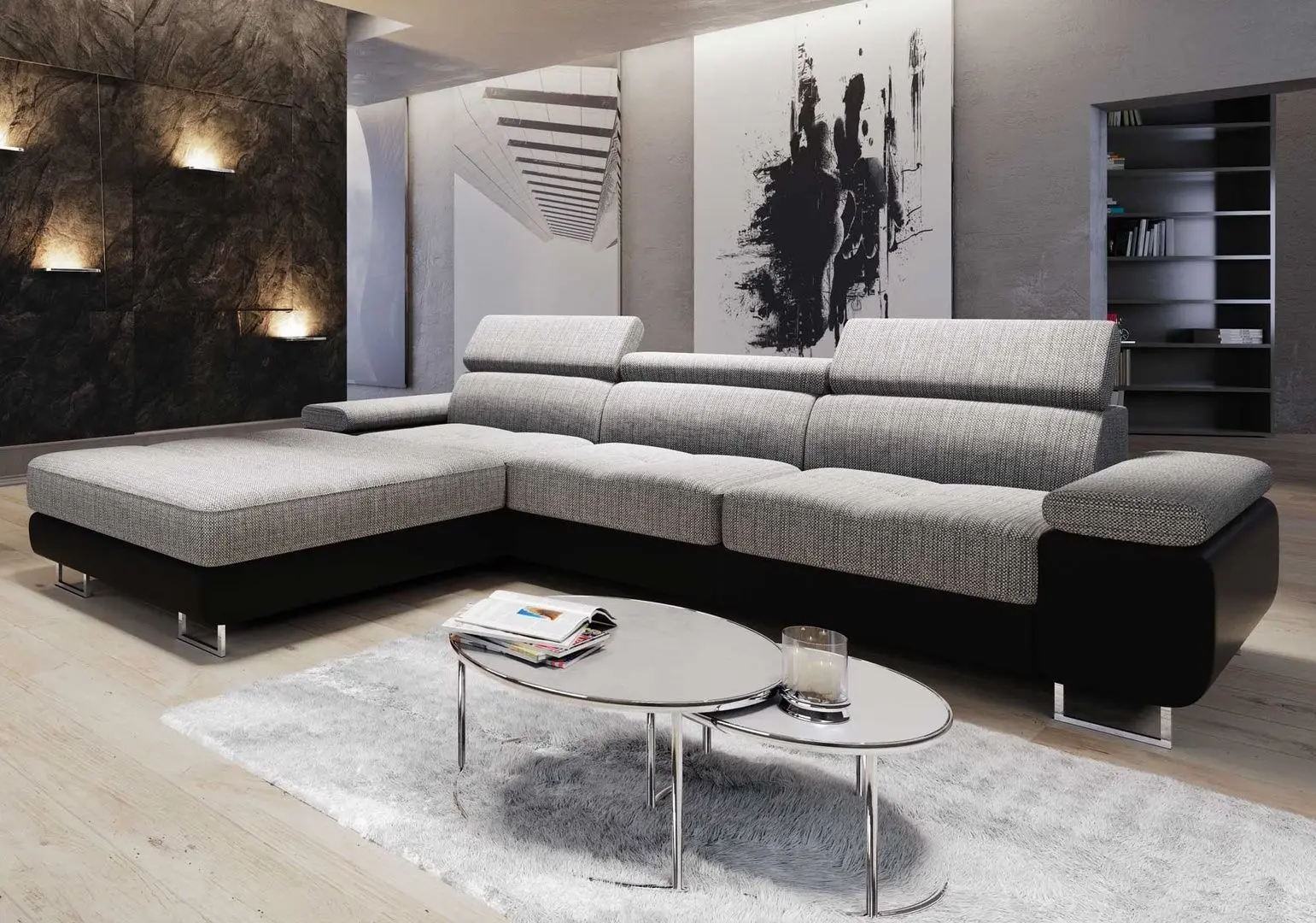 Canapea de colt Space Meble Anton Mini Left Kornet 02/D8 (Gray/Black)