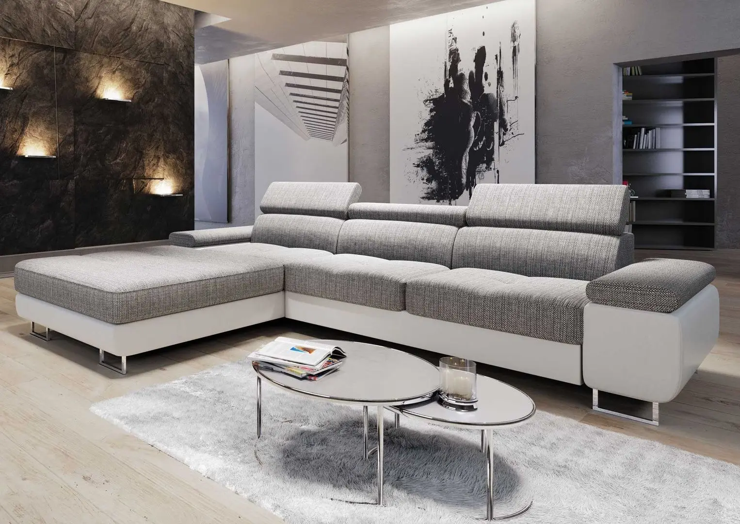 Canapea de colt Space Meble Anton Mini Left Kornet 02/D511 (Gray/White)