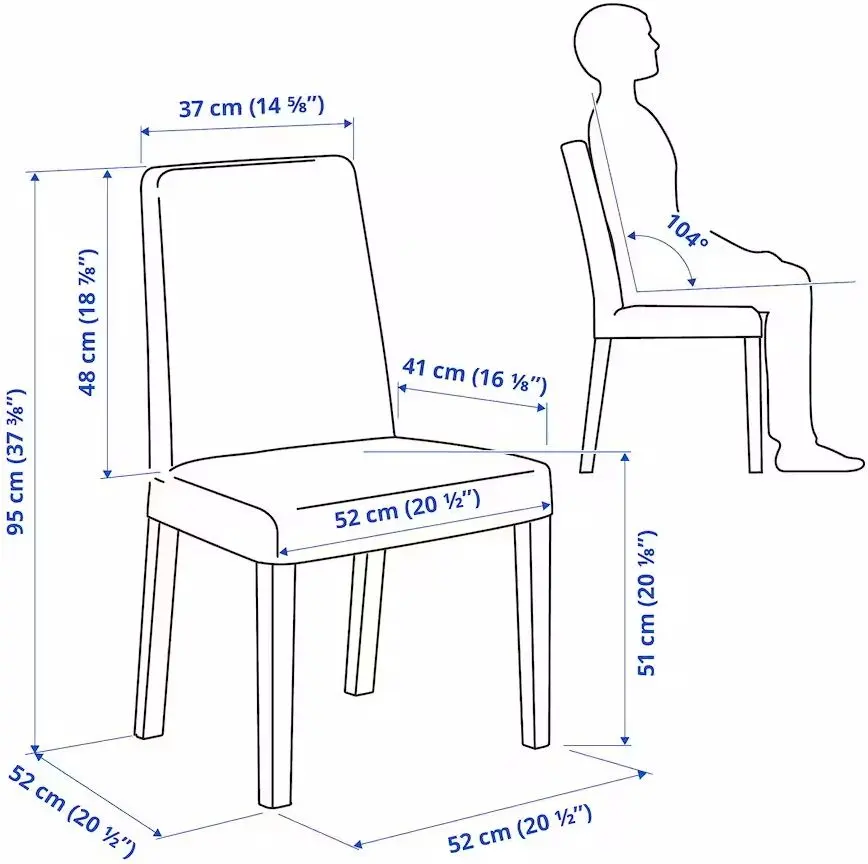 Set scaune Ikea Bergmund 2 bucati (Negru/Gunnared Gri Mediu)